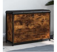 vidaXL Banc à chaussures avec tiroir rabattable chêne fumé 82x32x56 cm835124 Marron G