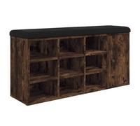 vidaXL Banc à chaussures Banquette de rangement 102x32x50 Chêne fumé avec coussin 835093