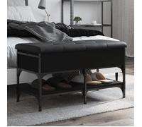 vidaXL Banc à Chaussures, Banquette de Rangement avec Siège, Meuble à Chaussures avec Coussin, Moderne, Noir 82x42x45 cm 835192