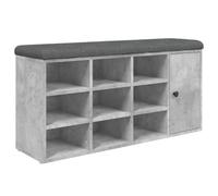vidaXL Banc à Chaussures, Banquette de Rangement avec Siège, Meuble à Chaussures avec Coussin, Moderne, Gris Béton 102x32x50 835092