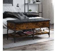 vidaXL Banc à Chaussures, Banquette de Rangement avec Siège, Meuble à Chaussures avec Coussin, Moderne, Chêne Fumé 102x42x45 835199
