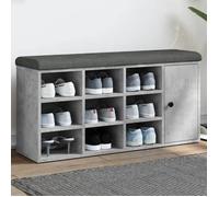 vidaXL Banc à Chaussures, Banquette de Rangement avec Siège, Meuble à Chaussures avec Coussin, Moderne, Gris Béton 102x32x50 835092