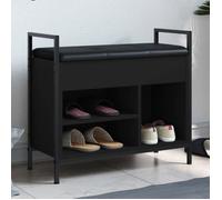 vidaXL Banc à Chaussures, Banquette de Rangement avec Siège, Meuble à Chaussures avec Coussin, Moderne, Noir 65,5x32x57,5 cm 835202
