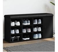 vidaXL Banc à Chaussures, Banquette de Rangement avec Siège, Meuble à Chaussures avec Coussin, Moderne, Noir 102x32x50 cm 835090