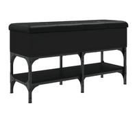 vidaXL Banc à Chaussures, Banquette de Rangement avec Siège, Meuble à Chaussures avec Coussin, Moderne, Noir 82x32x45 cm Bois d'Ingénierie