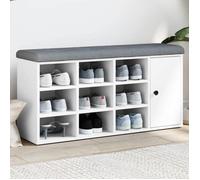vidaXL Banc à chaussures - Banquette de rangement avec siège et coussin, blanc 102x32x50 cm