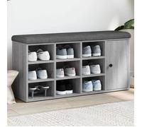vidaXL Banc à chaussures Banquette de rangement moderne avec siège et coussin Sonoma Gris 835094