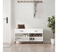 Vidaxl Banc À Chaussures Blanc 102x35x55 Cm Bois D'ingénierie Blanc