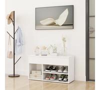 Vidaxl Banc À Chaussures Blanc 80x30x45 Cm Aggloméré Blanc