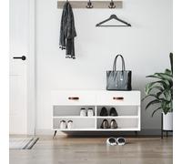 vidaXL Banc à chaussures blanc brillant 102x35x55 cm bois d'ingénierie 829710