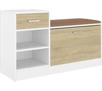 vidaXL Banc à chaussures blanc et chêne Sonoma 94,5x31x57 cm Matériau dérivé du bois