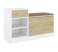 Vidaxl Banc ¿¿ Chaussures Ch¿ºne Et Blanc Sonoma 94,5x31x57 Cm Agglom¿¿R¿¿ Multicolore
