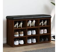 Banc à Chaussures, Meuble de Rangement avec Coussin, Banc de Couloir avec Etagère Entrée Salon Intérieur, Moderne, Chêne Marron Bois d'Ingénierie