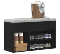 vidaXL Banc à Chaussures Chêne Noir 80 x 30 x 45 cm Bois d'ingénierie, Rangement Pratique, Porte-Chaussures Moderne, Organisateur élégant, Banc Compact pour Votre entrée