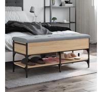 vidaXL Banc à Chaussures, Banquette de Rangement avec Siège, Meuble à Chaussures avec Coussin, Moderne, Chêne Sonoma 102x42x45 cm Bois d'Ingénierie