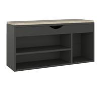vidaXL Banc à Chaussures et Coussin, Meuble de Rangement, Organisateur de Chaussures Salon Salle de Séjour Intérieur, Gris Bois d’Ingénierie