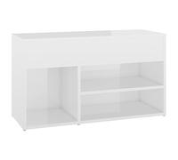 vidaXL Banc à Chaussures, Étagère à Chaussures, Meuble à Chaussures avec Assise, Organisateur de Salle de Séjour, Blanc Brillant Bois d'Ingénierie