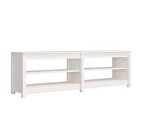 vidaXL Banc à Chaussures Étagère à Chaussures Organisateur de Chaussures Meuble de Rangement Entrée Couloir Blanc 160x36,5x50 cm Bois de Pin Massif