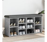 Banc à Chaussures, Meuble de Rangement avec Coussin, Banc de Couloir avec Etagère Entrée Salon Intérieur, Moderne, Gris Béton Bois d'Ingénierie