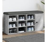 vidaXL Banc à Chaussures, Banquette de Rangement avec Siège, Meuble à Chaussures avec Coussin, Moderne, Gris Béton 102x32x50 835092