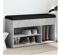 Banc à Chaussures, Meuble de Rangement avec Coussin, Banc de Couloir avec Etagère Entrée Salon Intérieur, Moderne, Gris Béton Bois d'Ingénierie