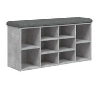 Banc à Chaussures, Meuble de Rangement avec Coussin, Banc de Couloir avec Etagère Entrée Salon Intérieur, Moderne, Gris Béton Bois d'Ingénierie