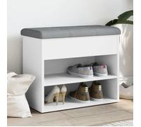 Banc à Chaussures, Meuble de Rangement avec Coussin, Banc de Couloir avec Etagère Entrée Salon Intérieur, Moderne, Blanc Bois d'Ingénierie