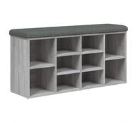 vidaXL Banc à chaussures - Meuble de rangement avec coussin et étagère, Sonoma gris