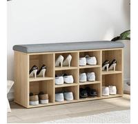 vidaXL Banc à chaussures - Meuble de rangement avec coussin et étagère - Moderne - Chêne Sonoma