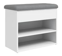 Banc à Chaussures, Meuble de Rangement avec Coussin, Banc de Couloir avec Etagère Entrée Salon Intérieur, Moderne, Blanc Bois d'Ingénierie