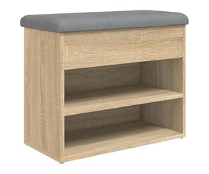 vidaXL Banc à Chaussures, Meuble de Rangement avec Coussin, Banc de Couloir avec Étagère Entrée Salon Intérieur, Moderne, Chêne Sonoma Bois d'Ingénierie