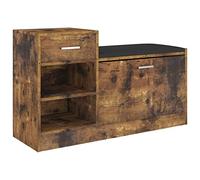 vidaXL Banc à Chaussures, Meuble de Rangement, Organisateur de Chaussures Salon Salle de Séjour Intérieur, Chêne Fumé Bois d’Ingénierie