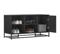 Vidaxl Banc À Chaussures Noir 100x40x53,5cm Bois D'ingénierie Et Métal