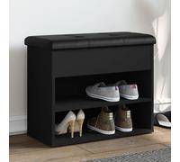 Banc à chaussures noir 62x32x50 cm bois d'ingénierie