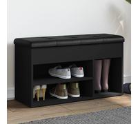 vidaXL Banc à Chaussures, Meuble de Rangement avec Coussin, Banc de Couloir avec Étagère Entrée Salon Intérieur, Moderne, Noir Bois d'Ingénierie