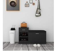 vidaXL Banc à chaussures Noir brillant 94,5x31x57 cm Aggloméré