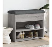 vidaXL Banc à chaussures – Rangement avec coussin, étagère en bois d'ingénierie, Sonoma gris