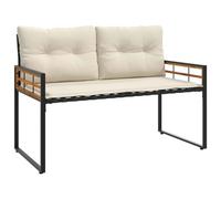 Vidaxl Banc À Couches En Bois Avec Coussin Uni Crème 114 X 55 X 77 Cm