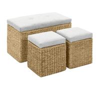 vidaXL Banc avec 2 Poufs Jacinthe d'Eau Gris Ottomane de Rangement Banquette 246105