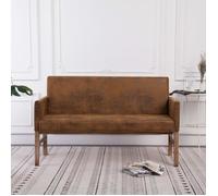 Banc avec Accoudoir Marron Similicuir Daim Banquette Salon Maison vidaXL