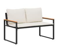 Vidaxl Banc Avec Coussin Noir Et Blanc Crème 115 X 65 X 72 Cm Rotin