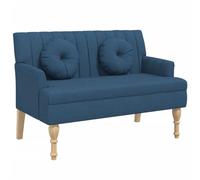 vidaXL Banc 372136 – Banquette avec coussins, accoudoirs et dossier, pieds en bois, Bleu tissu