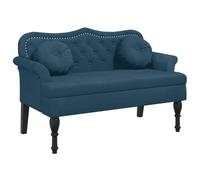 vidaXL Banc avec coussins 372148 – Accoudoir et dossier, pieds en bois, velours bleu 120,5x65x75 cm