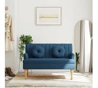 vidaXL Banc 372136 – Banquette avec coussins, accoudoirs et dossier, pieds en bois, Bleu tissu