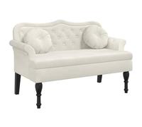vidaXL Banc avec coussins 120,5x65x75 cm – Velours, dossier et accoudoir, pieds en bois – Crème