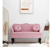 vidaXL Banquette avec coussins, accoudoir et dossier, pieds en bois, rose velours