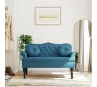 vidaXL Banc avec coussins 372148 – Accoudoir et dossier, pieds en bois, velours bleu 120,5x65x75 cm