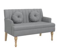 vidaXL Banc avec Coussins, Canapé avec Accoudoir et Dossier, Banquette avec Pieds en Bois, Siège de Salon Salle de Séjour, Moderne, Gris Clair Tissu