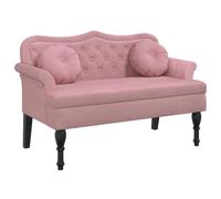 vidaXL Banc avec Coussins, Canapé avec Accoudoir et Dossier, Banquette avec Pieds en Bois, Siège de Salon Salle de Séjour, Rose Velours