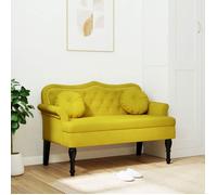 vidaXL Banquette 372146 – Velours jaune avec coussins, accoudoirs, dossier et pieds en bois